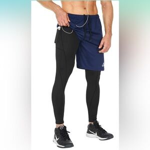 SILKWORLD 2 in 1 Running Compression Tights Pants Athletic Workout Gym Legging